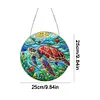 (Upgrade Size)DIY Diamond Painting Double Sided Effect Stained Glass Panel Decorative Home Garden Decoration Hanging Kit(Turtle)