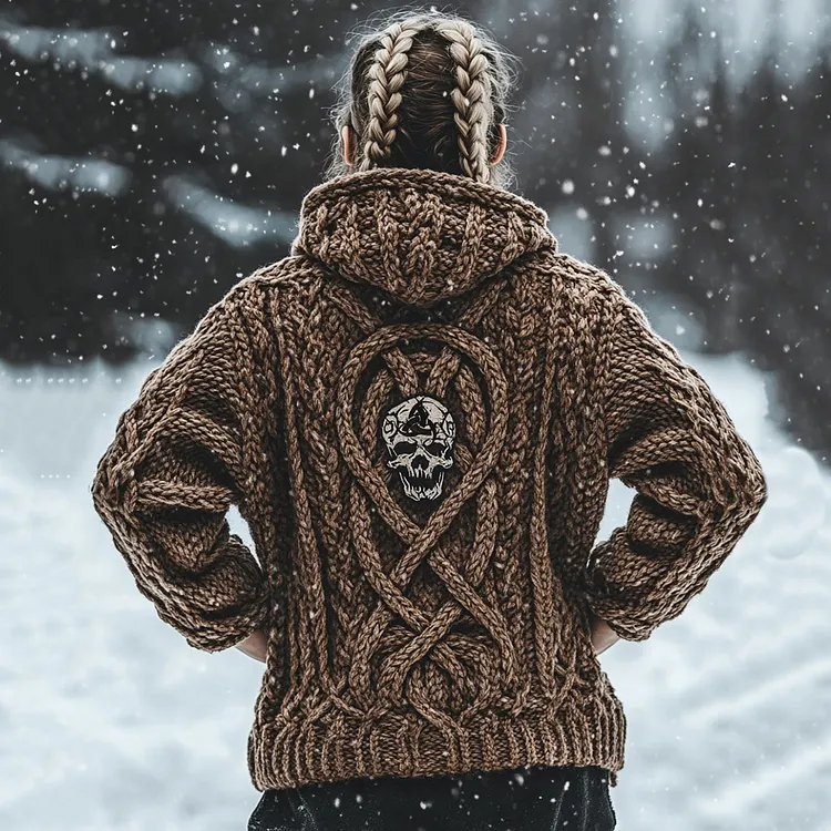 Women's Vintage Viking Totem Celtic Knot Pocket Hooded Sweater
