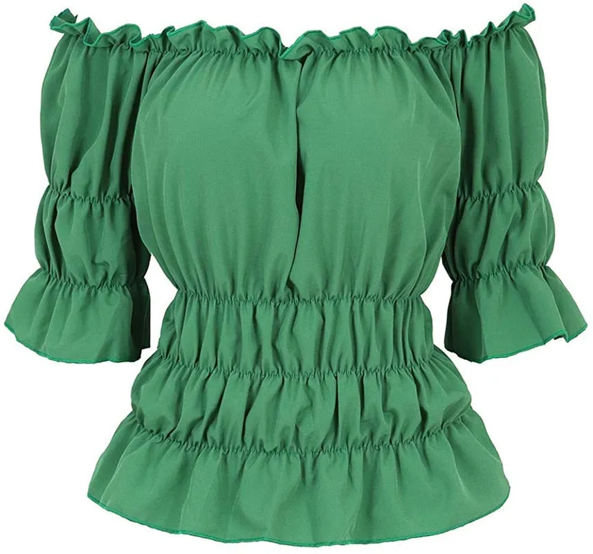 Women Renaissance Medieval Chemise Shirt Victorian Girls Gothic Retro Peasant Wench off shoulder Blouse Resist top Costume