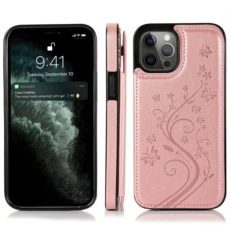 Leather Butterfly Flip Case For iPhone