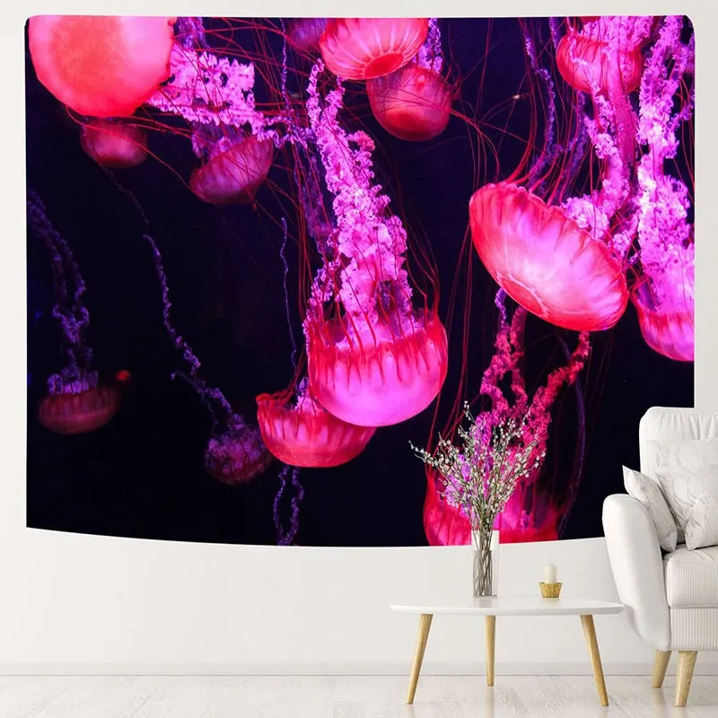 Fluorescent Tapestry Luminous Hanging Cloth Aesthetic Room Decor Home Psychedelic Background Wall Glows Under Ultraviolet Light