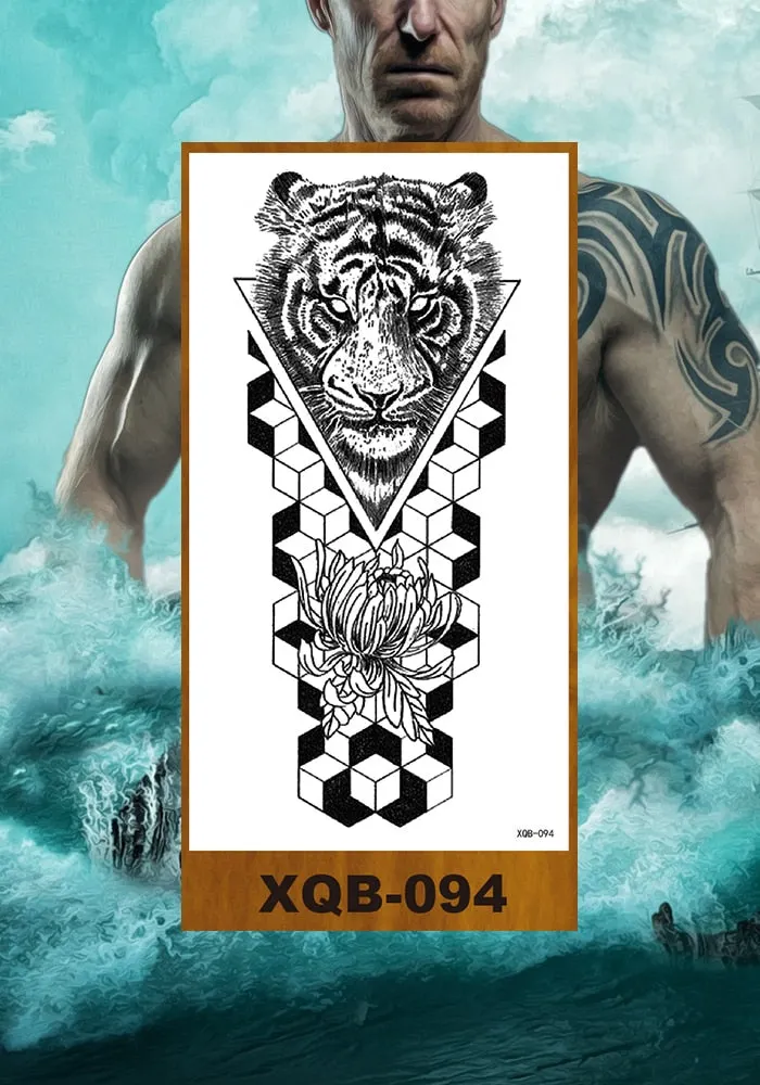 Temporary Tattoo Stickers Snake Bear Owl Fox Mermaid Tiger Wolf Lion King Men Women Girl Arm Body Chest Fake Body Leg Art Tatoo