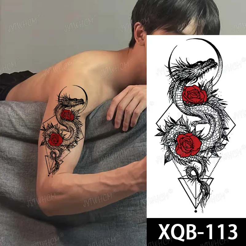 Sdrawing Hot Water Transfer Fake Tattoo Waterproof Temporary Tattoo Sticker For Men Women Wolf Arm Neck Tattoo Flash Tattoo Sleeve