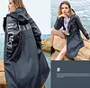 Outdoor women's waterproof long raincoat with hooded windbreaker