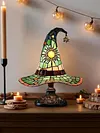 Stained Glass Witch Hat Lamp LED Creative Table Lamp Night Light for Home Decor