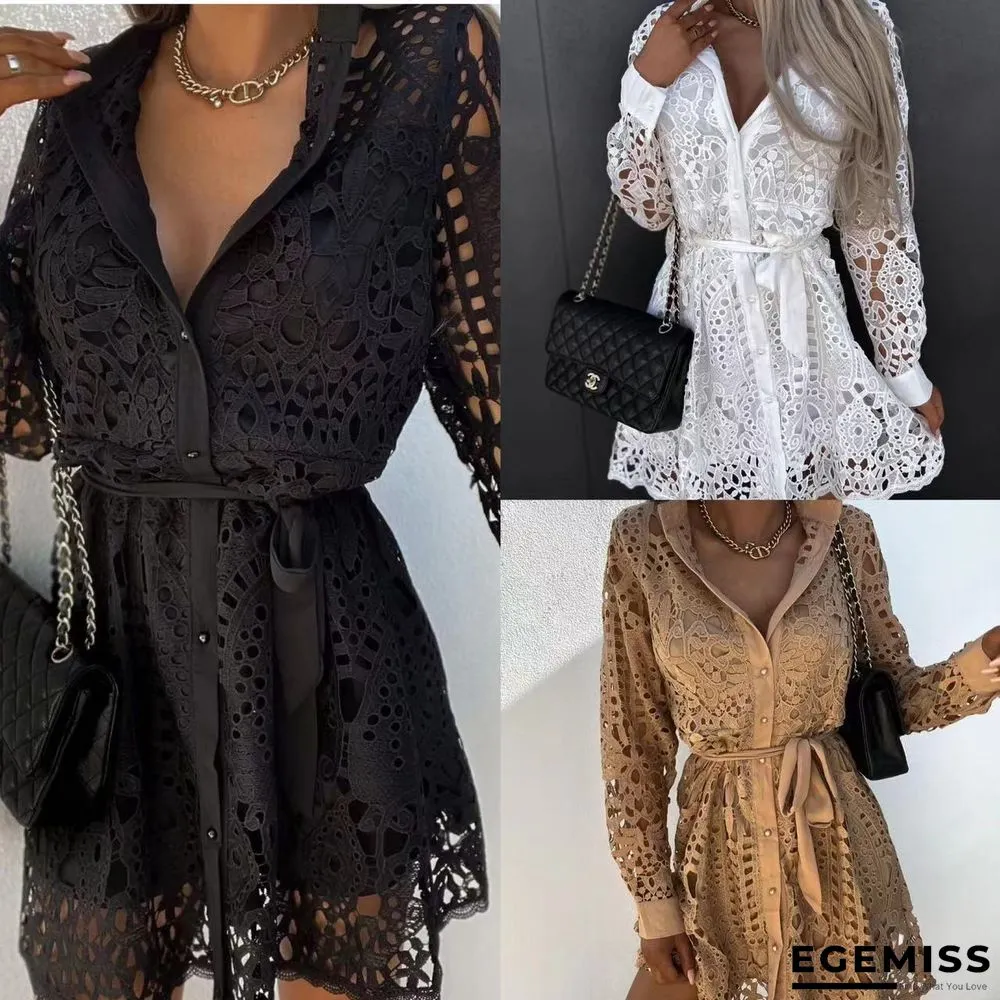 Fashion Lace Mini Lace Dress Girl White Dresses | EGEMISS