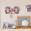 Wooden Special Shaped Three Owls Family Diamond Art Craft Wall Hooks Home Decor