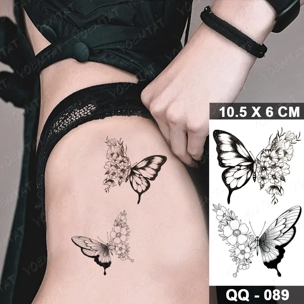 Waterproof Temporary Tattoo Sticker Small Lines Flowers Flash Tatoo Geometry Hand Arm Wrist Fake Tatto For Body Art Women Child