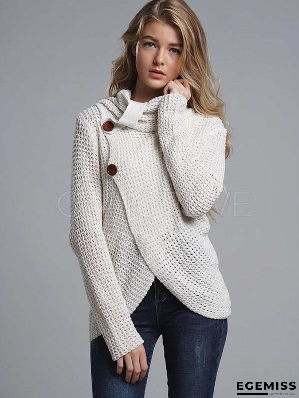 Loose Solid High-neck Knitting Sweater | EGEMISS