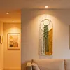 (Finished Product)Macrame Wall Hanging Boho Dream Catcher Hand Woven Leaf Tapestry Modern Aesthetic Tassel Wall Decor for Home Bedroom Living Room