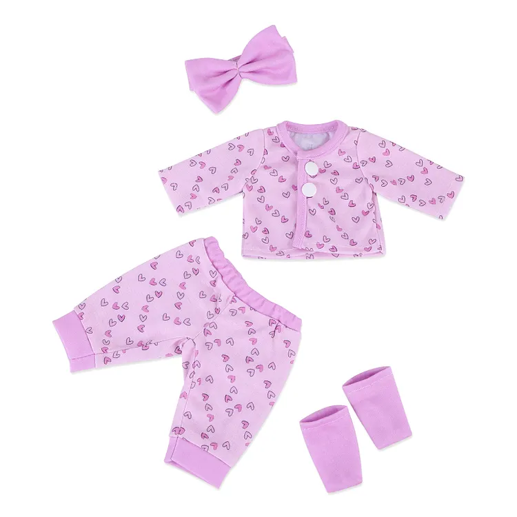 For 12" Reborn Baby Doll Pink and Purple Girl Love 4&nbsp;Pieces Set Accessories