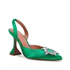 Women's 95mm High Heels Crystal Rhinestone Slingback Pumps Shoes For Wedding Party 