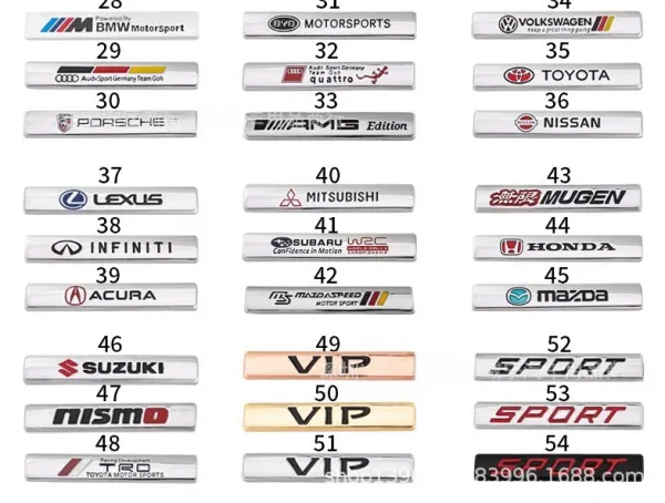 Car Stickers Metal Modified Side Label Decorative Car Stickers(2PC)
