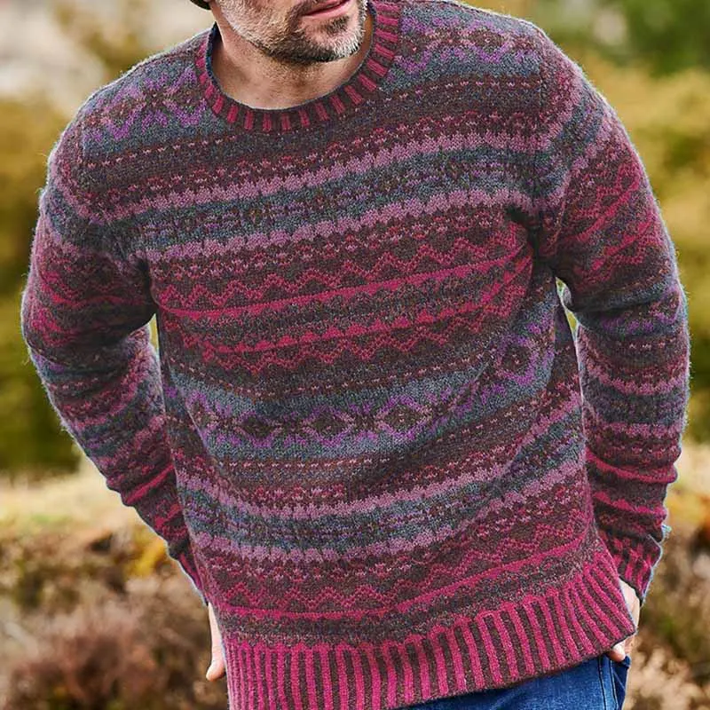 Vintage Brodie Knit Jacquard Crew Neck Sweater（Unisex）