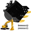 [US Local Warehouse] 400mm Bucket Metal Trenching Digger for Most 0.8-1.8 Ton Small Diggers Mini Excavator Digging Bucket Attachment 0.98in Hole 3.46in Center Wheelbase Mini Excavator Attachment w/ Metal Teeth