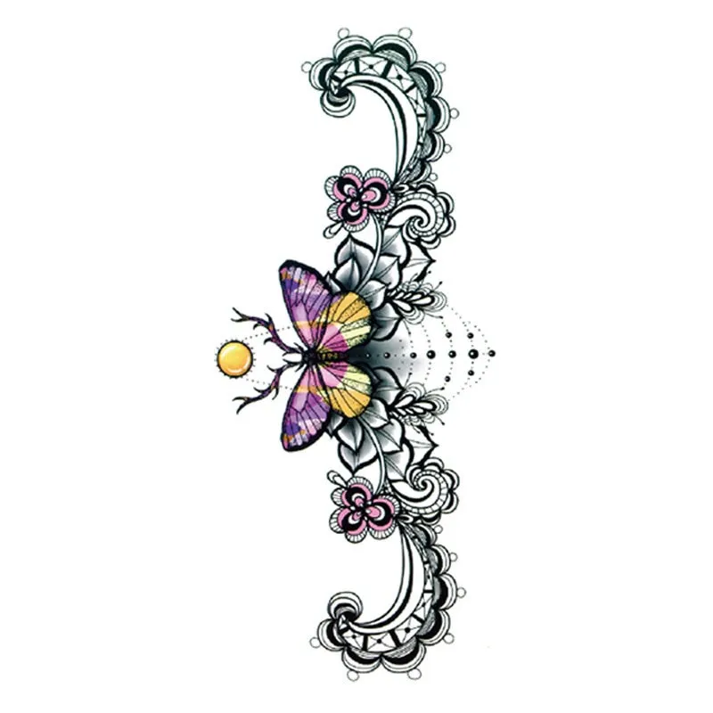 New Temporary Tatoo for Women Sexy Chest Waist Stickers Clavicle Big FakeTattoo Art Deco Beauty Scar Waterproof Tattoo Stickers