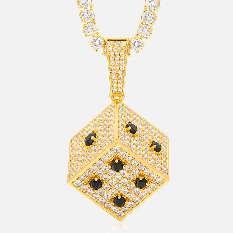 Iced Cube Dice Pendants Hip Hop Bling Bling Necklaces For Men