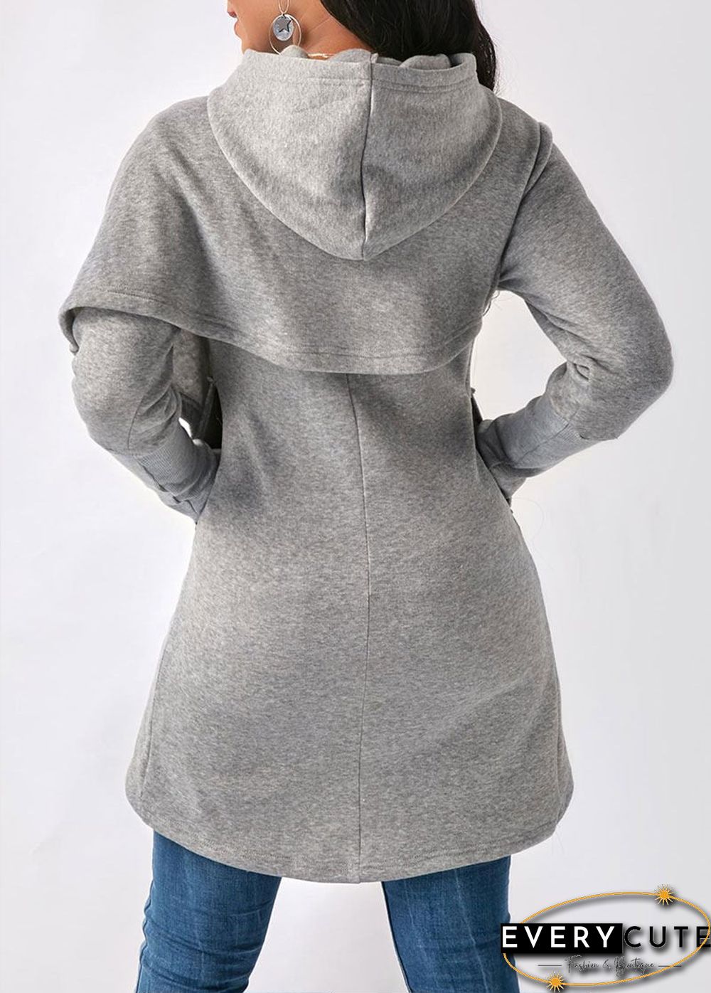 Cross Hem Women Autumn Hoodie