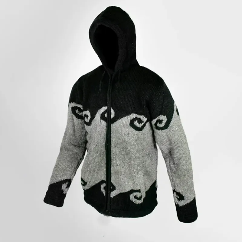 Retro Warm Iceland Jacquard Zipper Hooded Sweatshirt