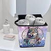 (US Local)Dream Catcher Wolf DIY Special Shape Diamond Painting Folding Storage Box Container Organizer Case Kit