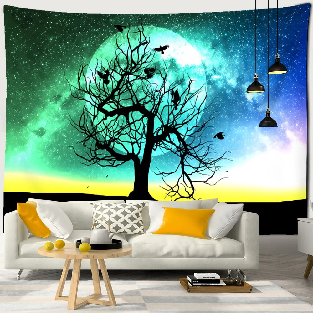 Colorful Tree Of Life Tapestry Wall Hanging Nature Landscape Hippie Tapiz Psychedelic Witchcraft Aesthetics Room Home Decor