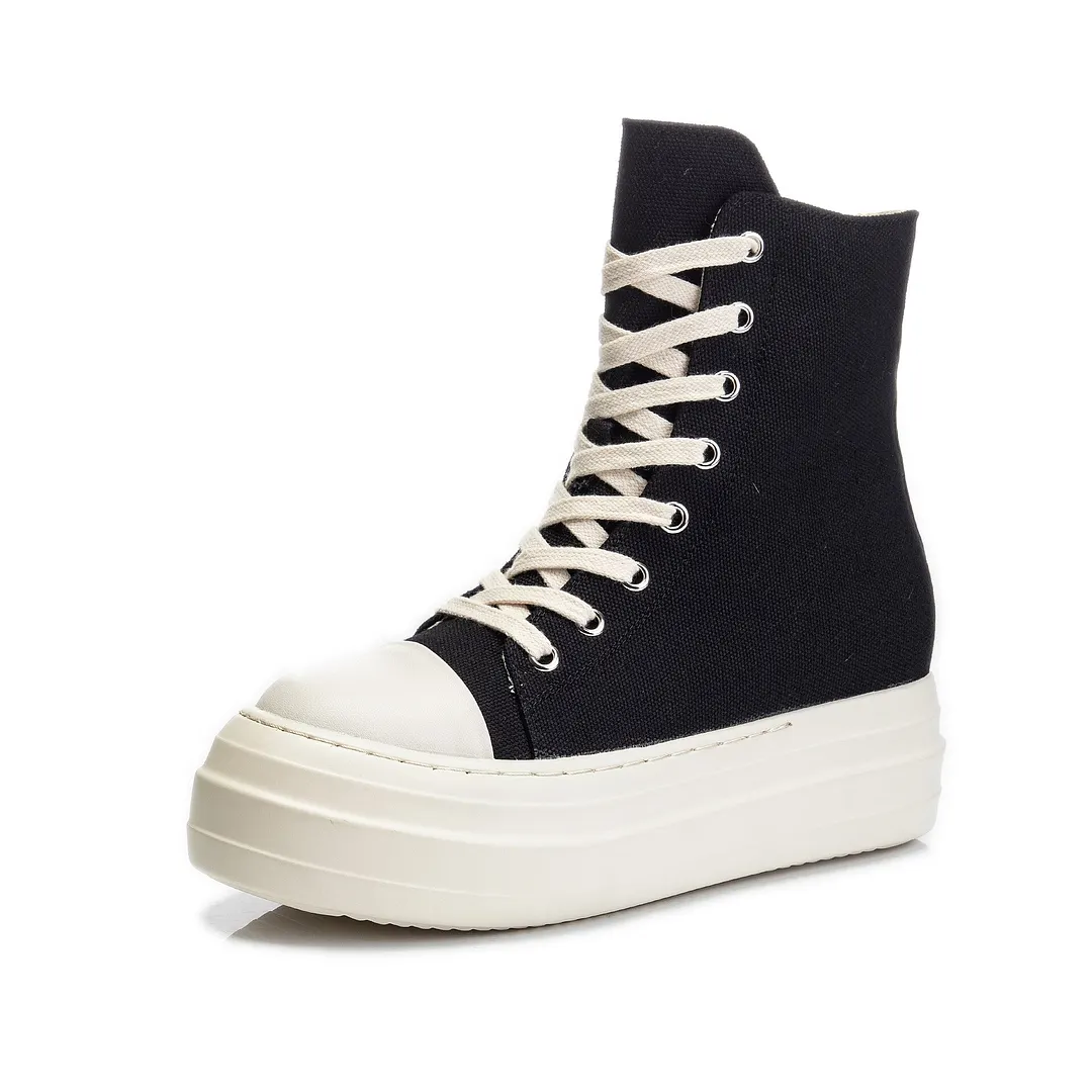 Yyvonne 2022 Chunky Sneakers Women Round Toe Leisure Outwear Black Casual Shoes Platform Lace-Up Trainers Handmade Sapatos Feminina