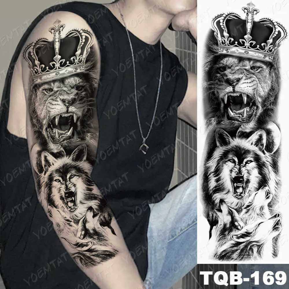 Large Arm Sleeve Tattoo Japan Samurai Waterproof Temporary Tatto Sticker Geisha Waist Leg Body Art Full Fake Tatoo Women Men