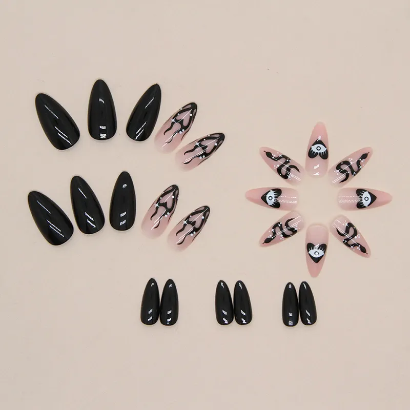 Churchf Churchf And White Mandarin Duck Nail Snake Grain Love Almond Nail Fashion Wear Nail Piece Halloween