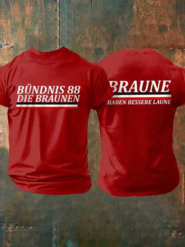 Kurz &auml;rmel iges T-Shirt f&uuml;r Herren ohne Sonne braun bedruckt