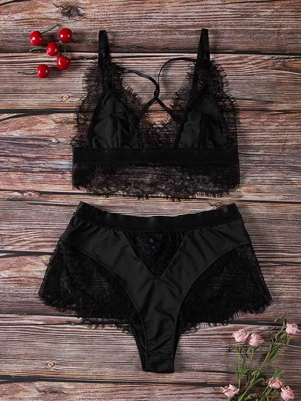 Lace Triangle Split Lingerie