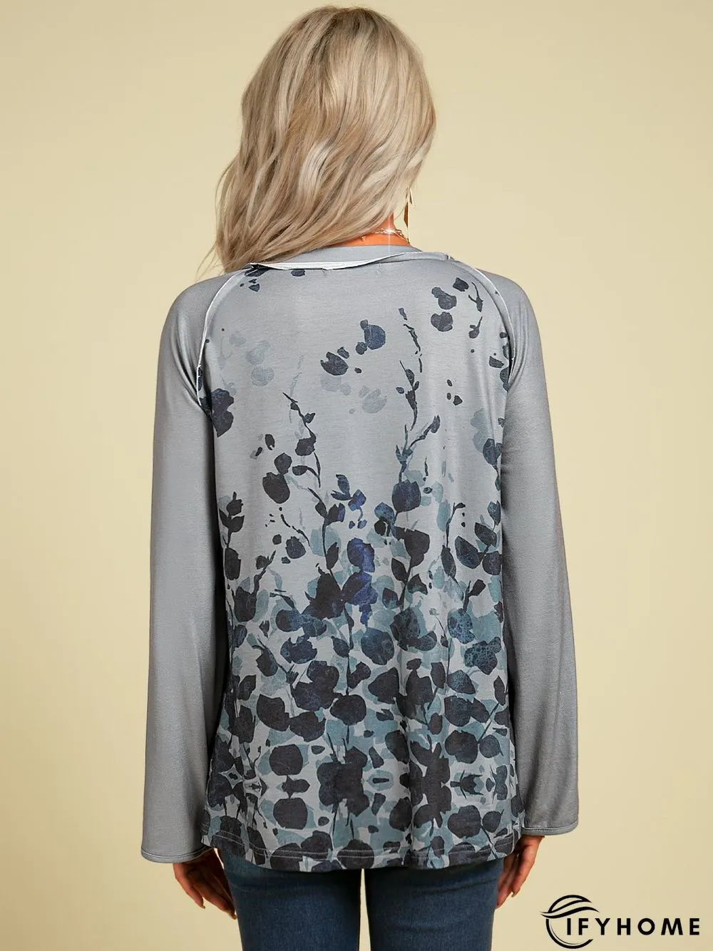 Long Sleeve Printed Holiday V Neck Tunic T-Shirt | IFYHOME