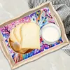 (US Local)Wooden Peach Blossom Peacock 5D DIY Diamond Painting Tray Art Craft with Handle