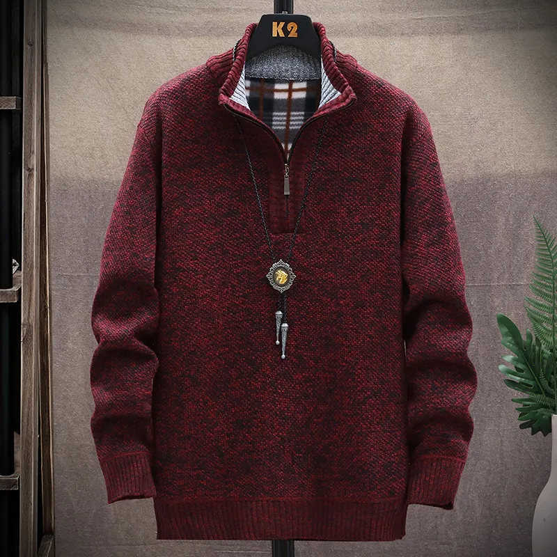 Men's Vintage Knitted Stand Collar Sweater