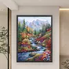 Mountain Stream-9CT Stamped Cross Stitch Bead Embroidery 51*69cm