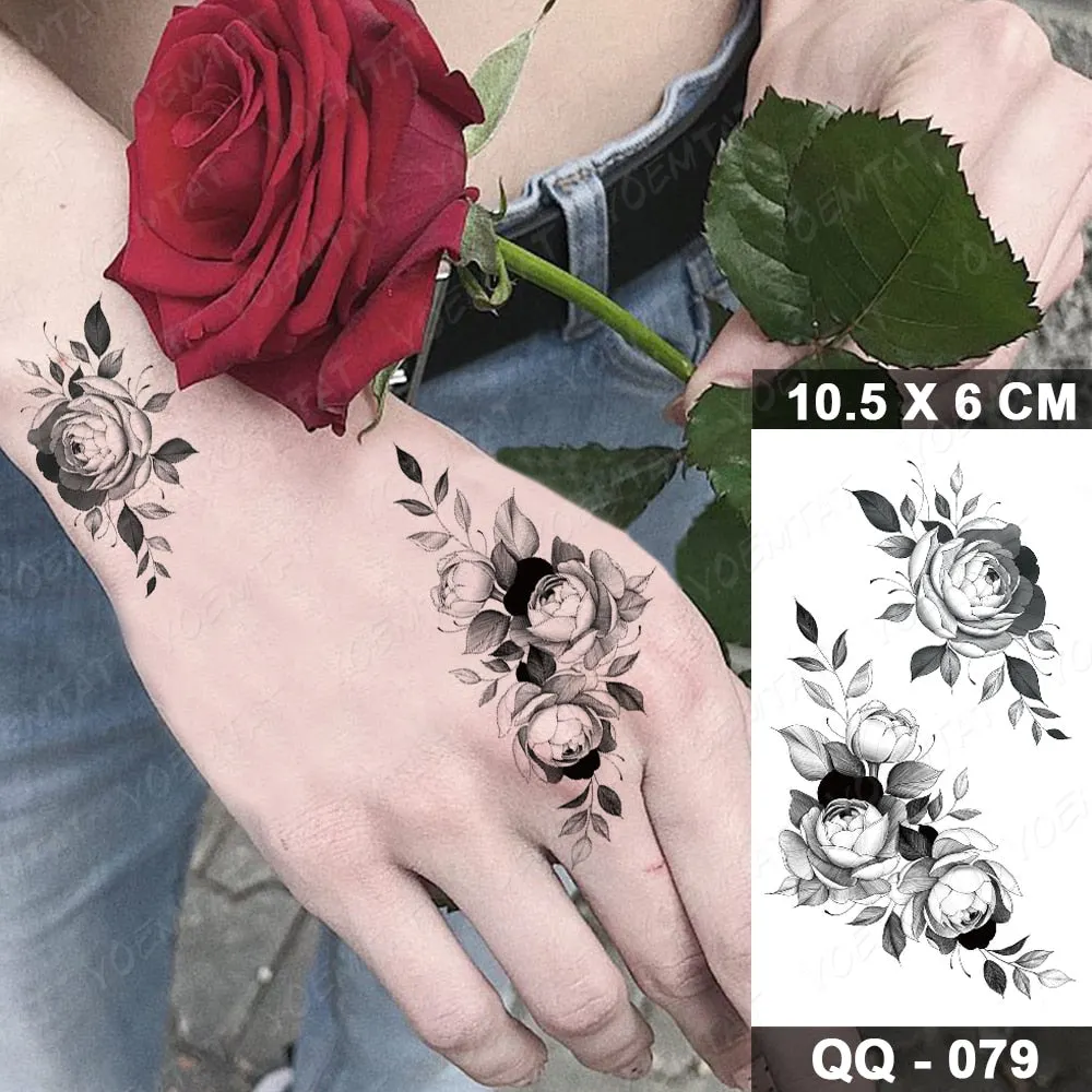 Waterproof Temporary Tattoo Sticker Small Lines Flowers Flash Tatoo Geometry Hand Arm Wrist Fake Tatto For Body Art Women Child