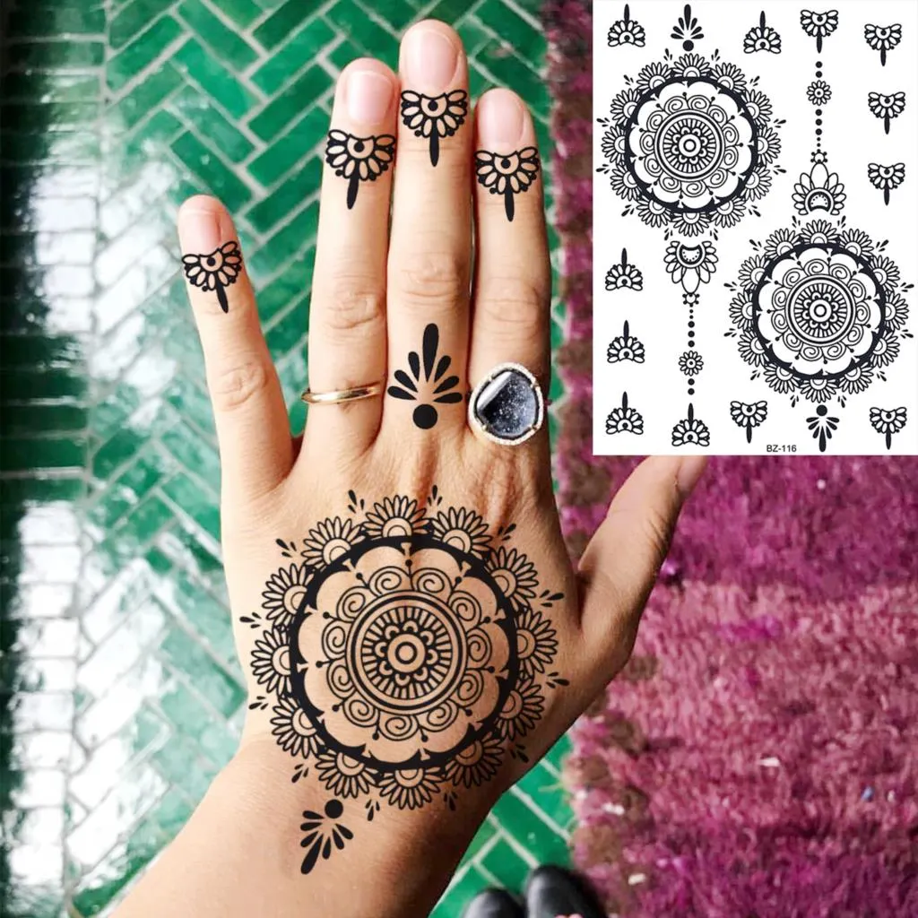 Sdrawing Peony Flower Temporary Tattoos For Women Adults Realistic Compass Moon Pendant Fake Tattoo Sticker Arm Body Tatoos