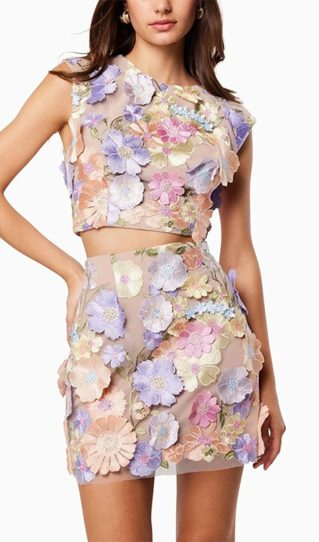 Aaden 3D Flower Embellished Skirt Set Flowering Girl
