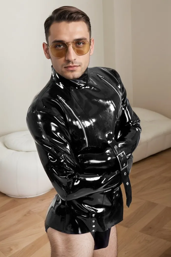 Men's  Latex Jacket Unisex No Way Out Heavy Latex Straight-Jacket