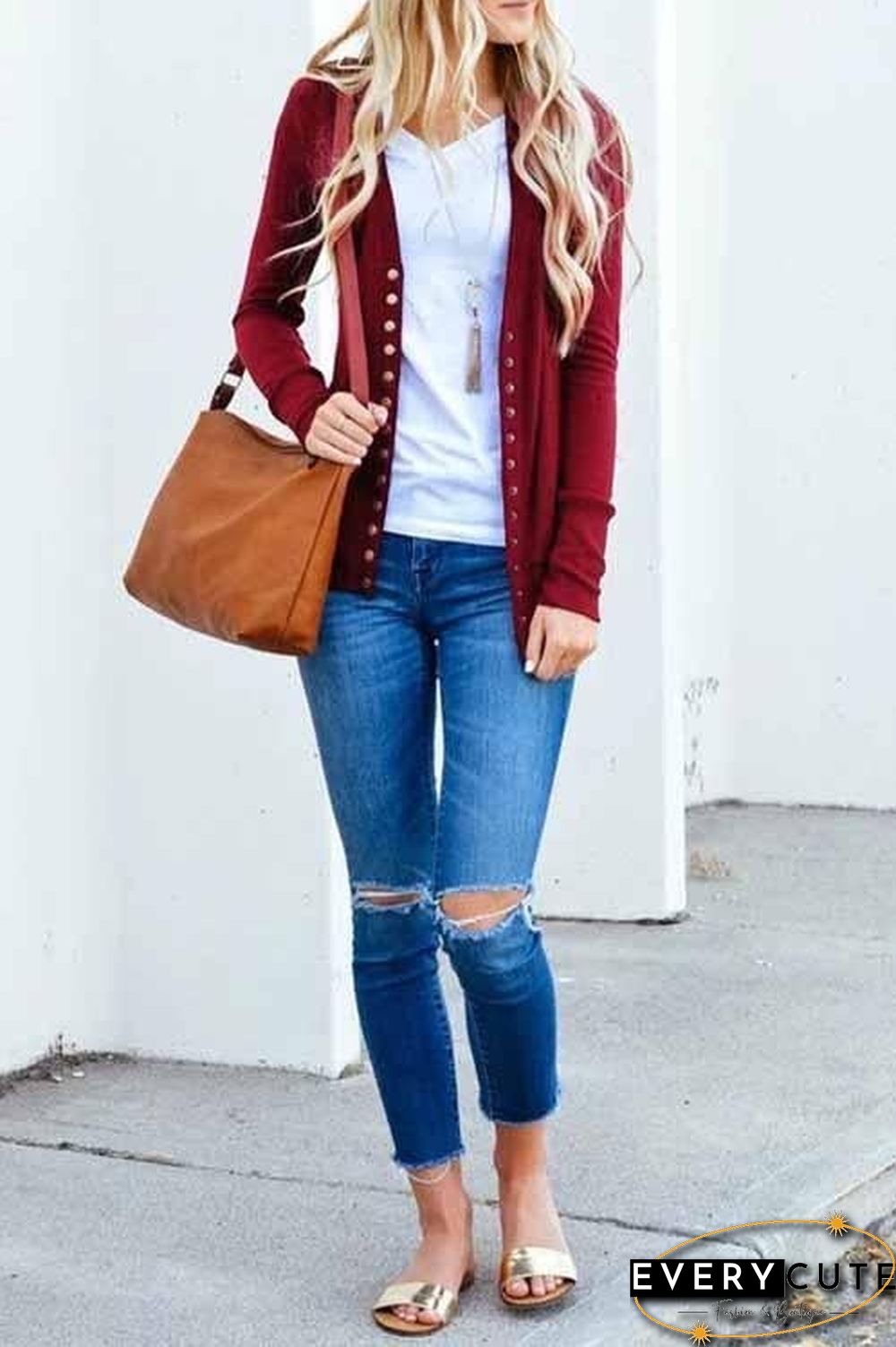 Long Sleeves Buttons Design Cardigan Tops(7 Colors)