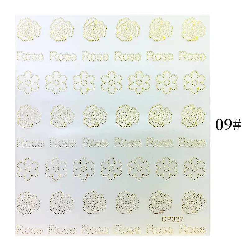 1 Sheet Christmas 5D Nail Stickers Gold And Sliver Snowflakes Transfer Nail Decals Slider Decoration For Manicuries