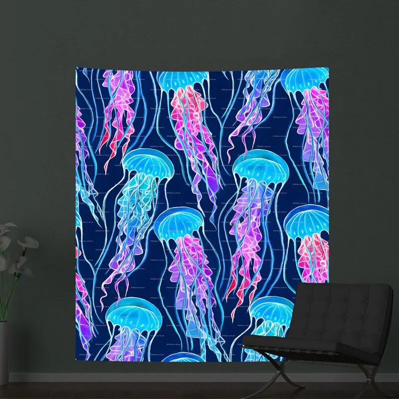 Fluorescent Tapestry Luminous Hanging Cloth Aesthetic Room Decor Home Psychedelic Background Wall Glows Under Ultraviolet Light