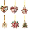 (US Local)6pcs Merry Christmas 2D Flat DIY Diamond Art Pendant Wall Door Decoration