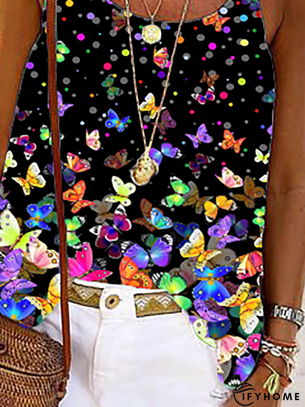 Plus size Butterfly Sleeveless Tops | IFYHOME