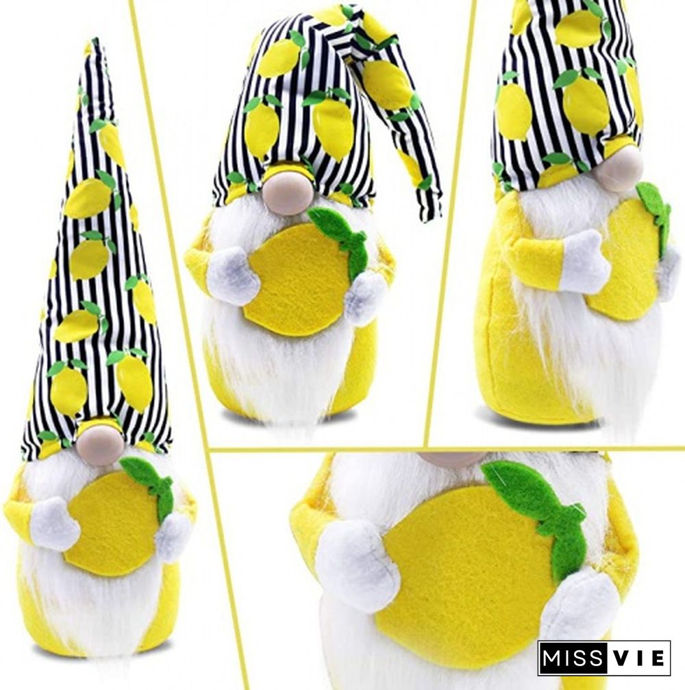 Ciyvolyeen Lemon Gnome Scandinavian Tomte Nisse Swedish Fresh Lemon Elf Home Farmhouse Kitchen Decor Easy Peasy Shelf Summer Tiered Tray Decorations, Set Of 2