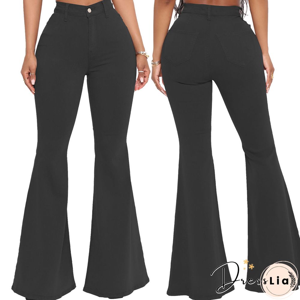High Waist Stretch Plus Size Flare Jeans Pants