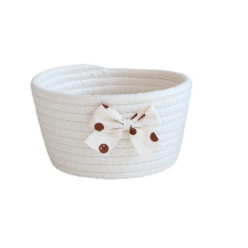 Bowknot Cotton Rope Storage Basket Weaving Nordic Sundries Baby Toys Dirty Clothes Finishing Baskets Desktop Small Organizer Box