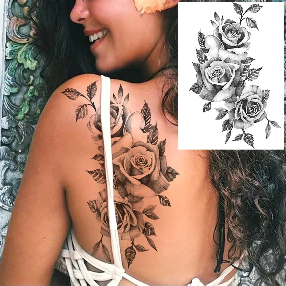 Realistic Sexy Peony Tattoos Temporary Women Adult Flower Arm Tattoos Sticker Waterproof Fake Floral Bloosom Body Leg Art Tatoos 530-1