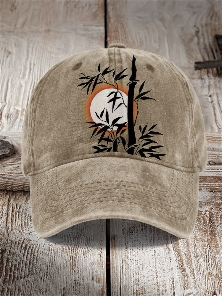 Bamboo Sunrise Japanese Art Washed Cap  artssus