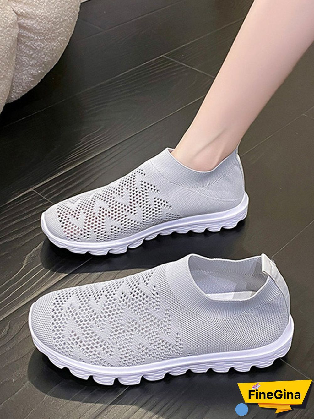 Geometric Lightweight Soft Sole Non-Slip Flyknit Sneakers
