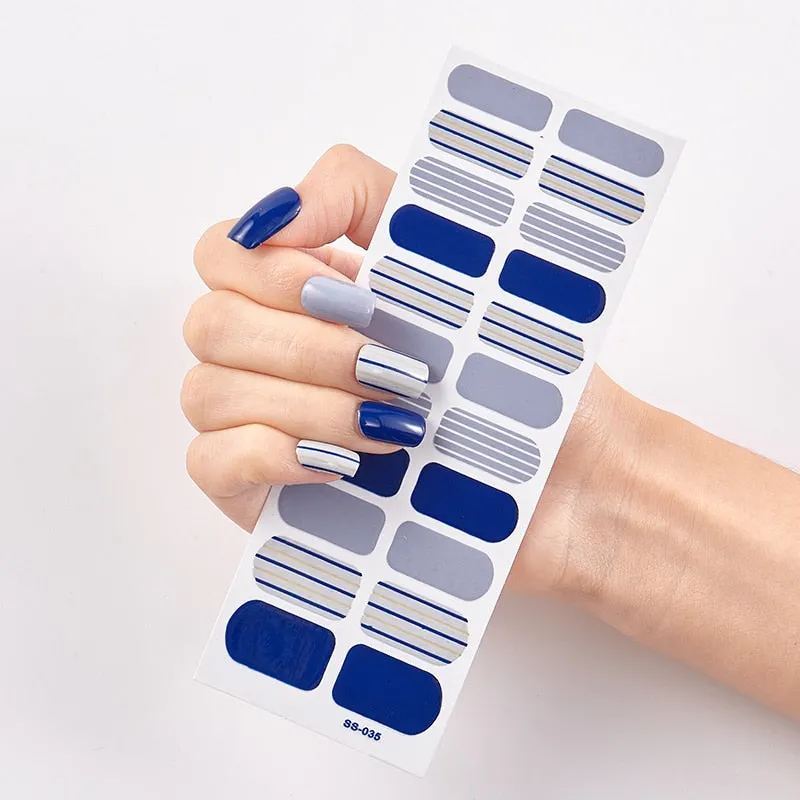 22 Tips/Sheet Solid And Shivering Patterned Nails Nail Wraps DIY Self Adhesive Nail Art Stickers 2020 Designer Nail Decals